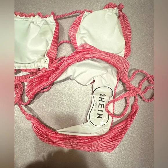 Velvet Ruched Bandeau tie side Bikini swimsuit - Picture 3 of 6